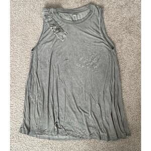 POL Women’s Sage Ruffle Tank Top Sleeveless Boho Knit Top Size Medium